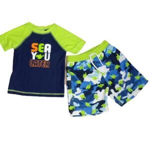 Floatimini Swim Set Board Shorts Top Boys Size 6 UPF 50+ NWT